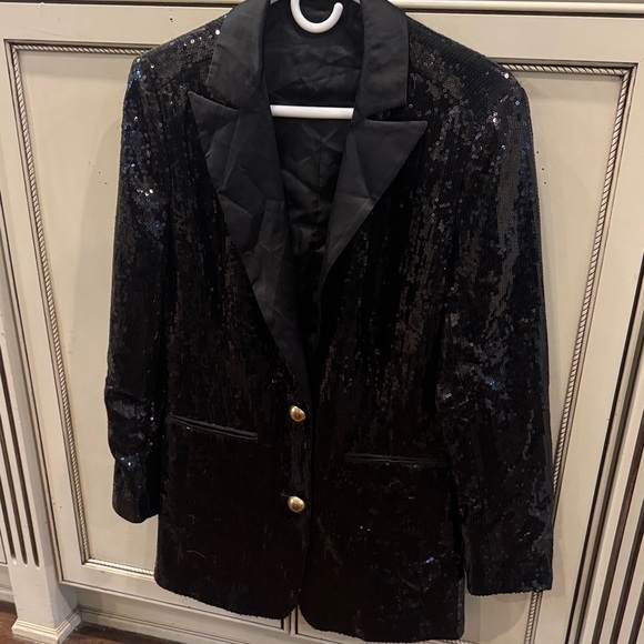 Retrofete Black Sequin Blazer with Gold Buttons (never worn) brand new - Picture 1 of 6